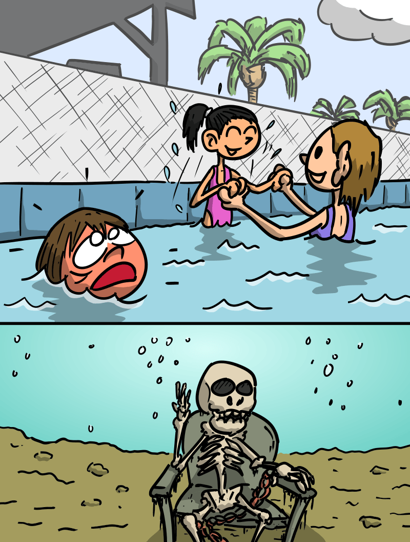 Une mère ignore son enfant qui se noie dans une piscine